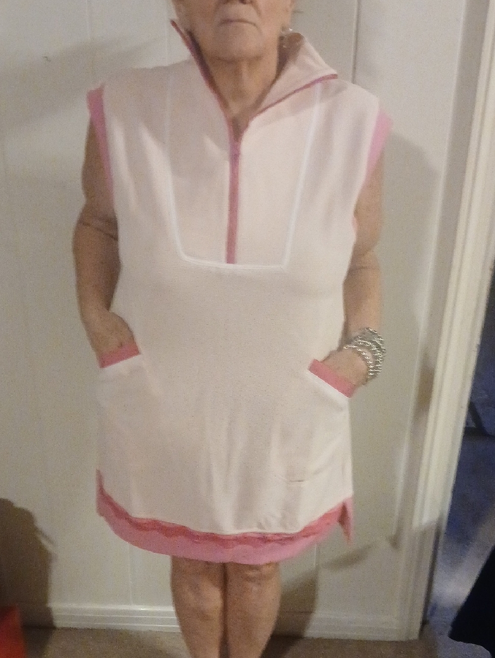 Simply Southern Pink and White Sleeveless Mini Dress